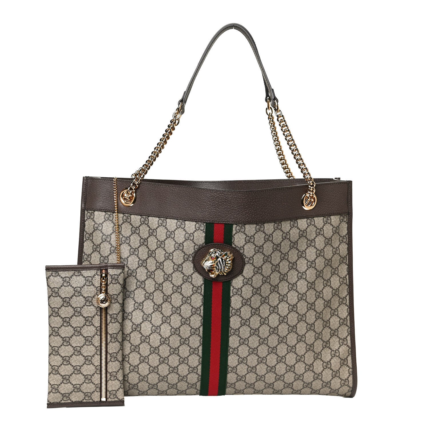 Gucci GG Supreme Monogram Large Rajah Chain Tote Beige New Acero 1 of 11