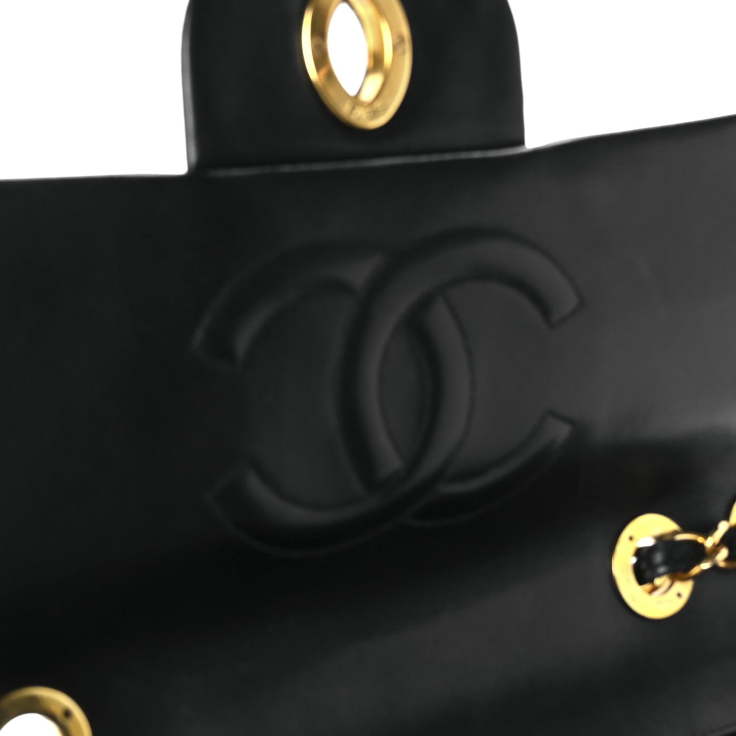 Lambskin Quilted XL Jumbo Single Flap Black