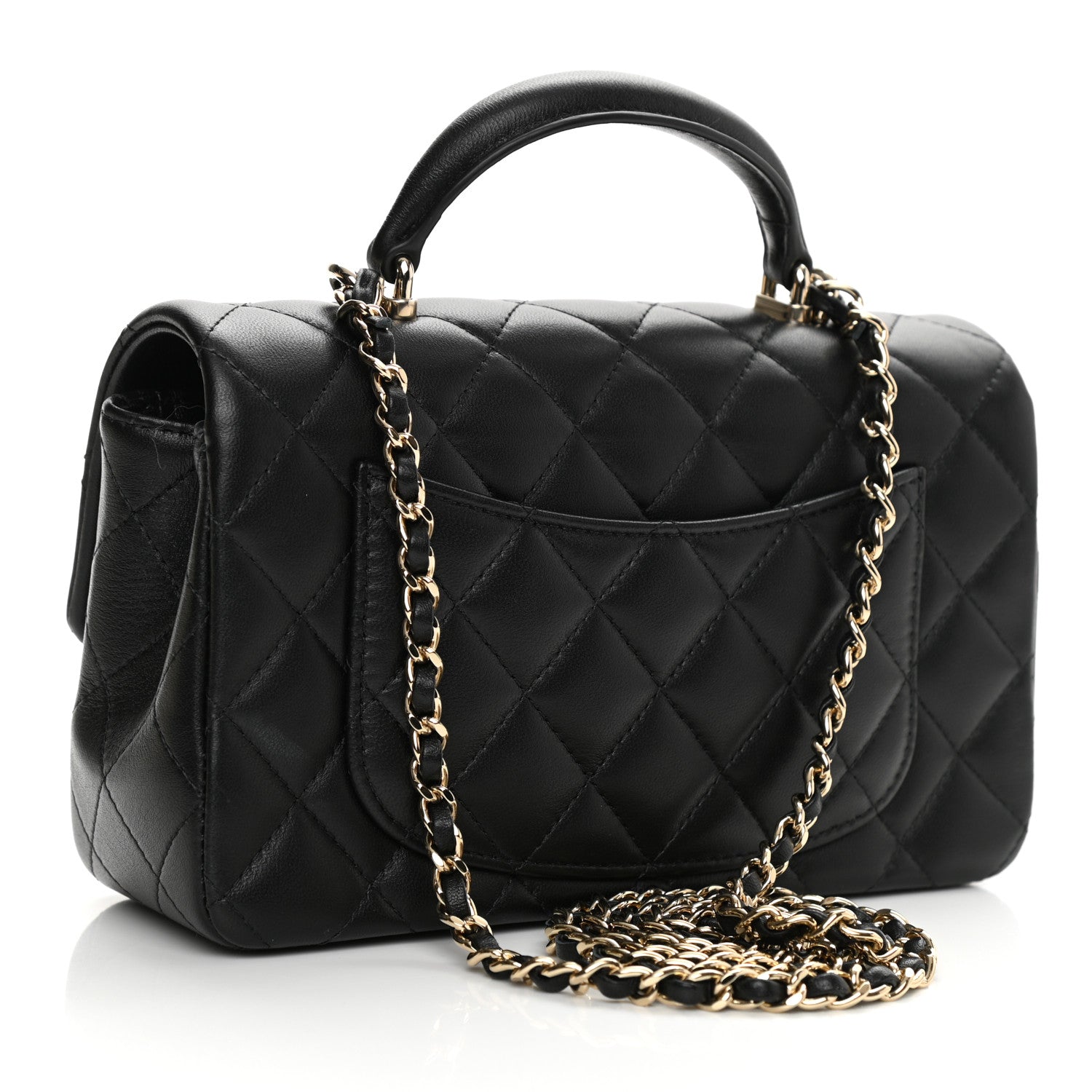 Chanel Lambskin Quilted Mini Top Handle Rectangular Flap Black 3 of 10