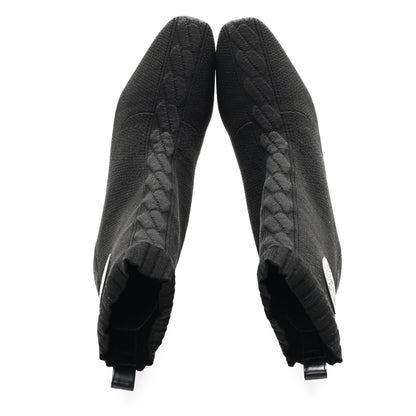 Hermes Knit Calfskin Jenna 60 Ankle Boots 38.5 Black 2 of 8