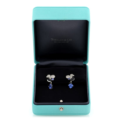Tiffany Platinum Diamond Tanzanite Paper Flowers Single Drop Earrings 5 of 5