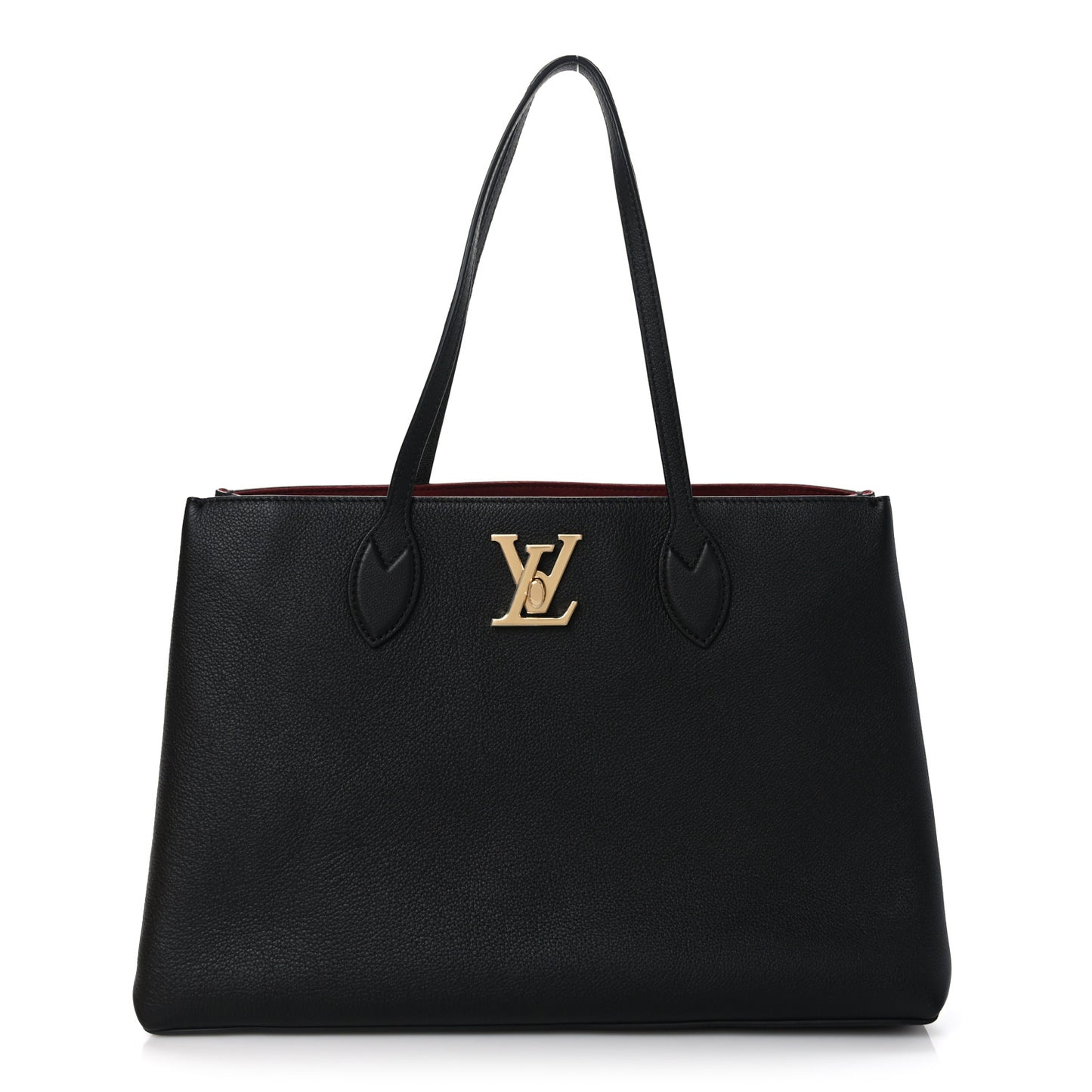 Grained Calfskin Lockme Shopper Black