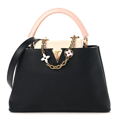 Louis Vuitton Taurillon Flower Chain Capucines MM Black Cream Pink 1 of 8