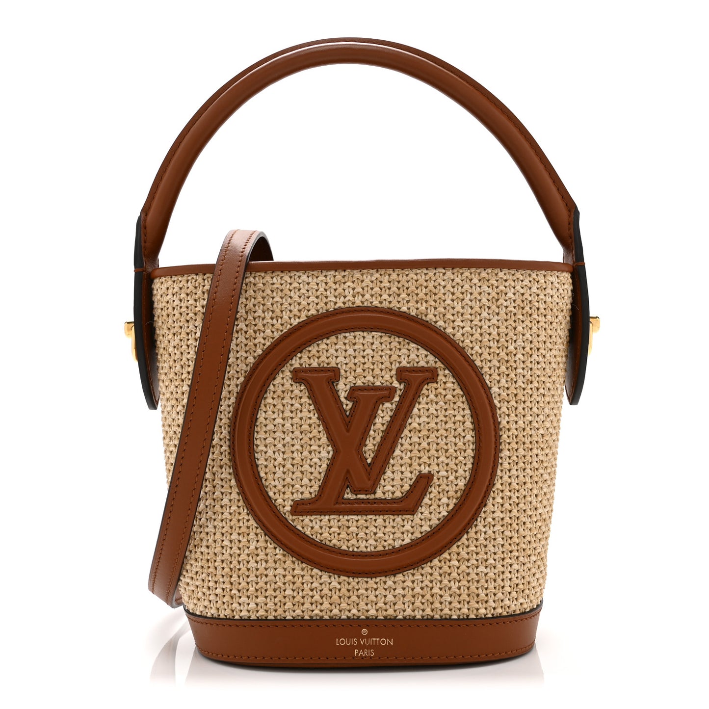 Kitted Raffia Petit Bucket Caramel