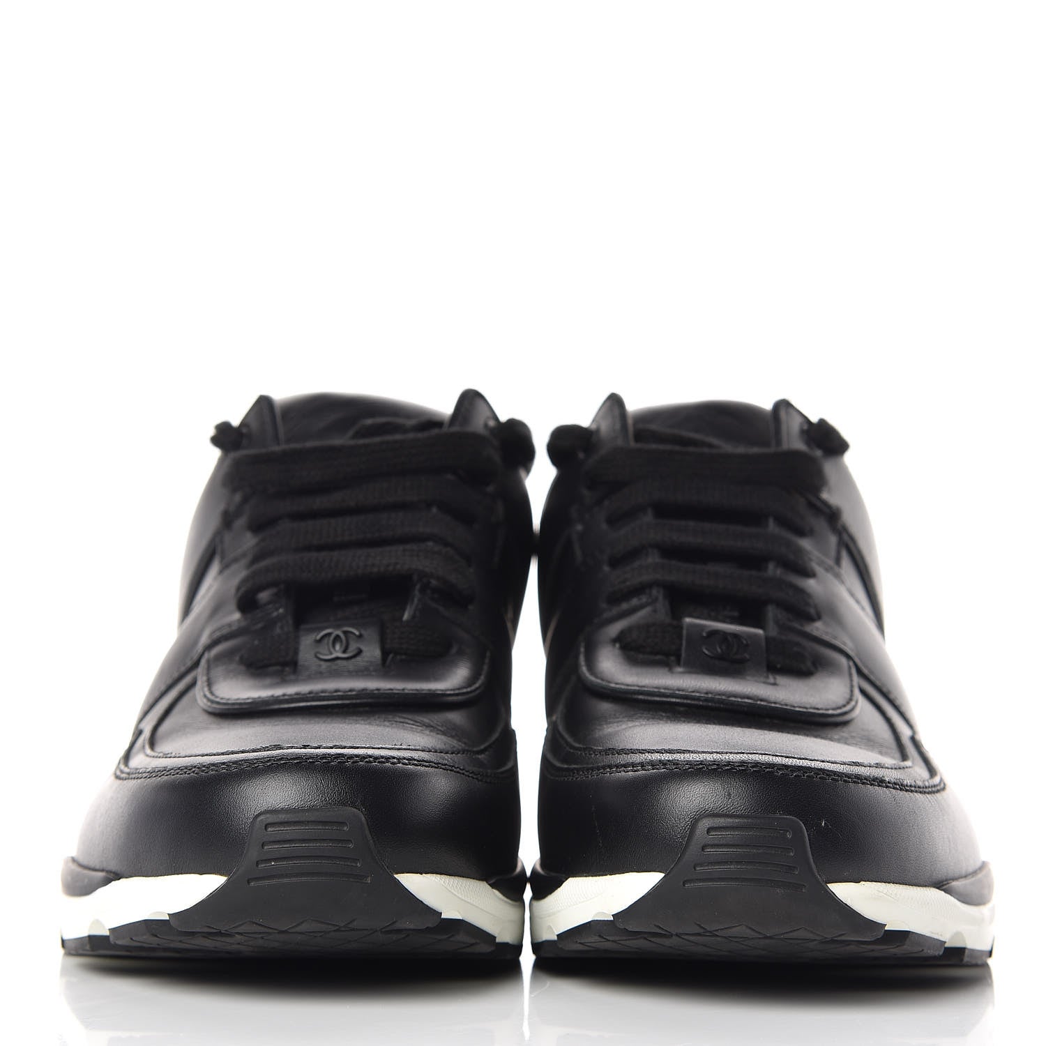 Chanel Calfskin Tweed Womens Sneakers 40 Black White 2 of 10