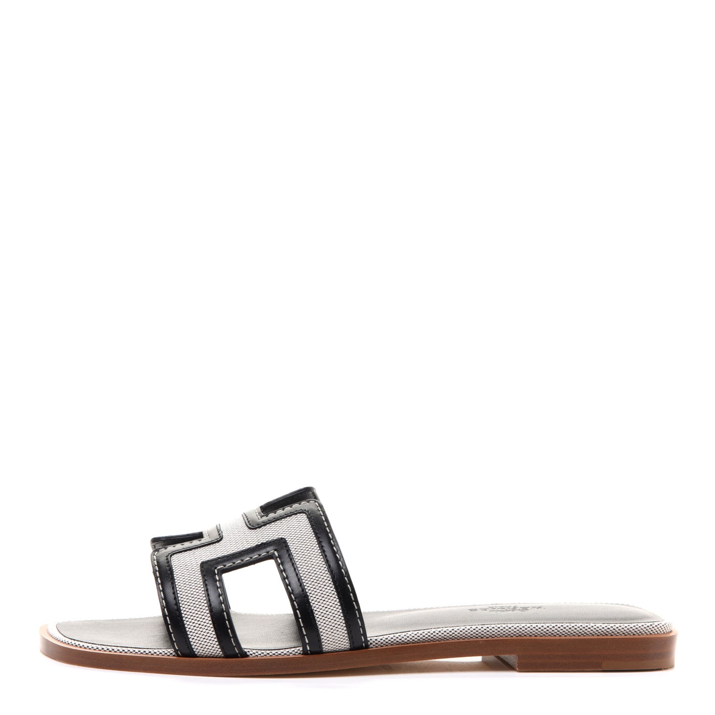 Calfskin Canvas Oran Sandals 37 Black