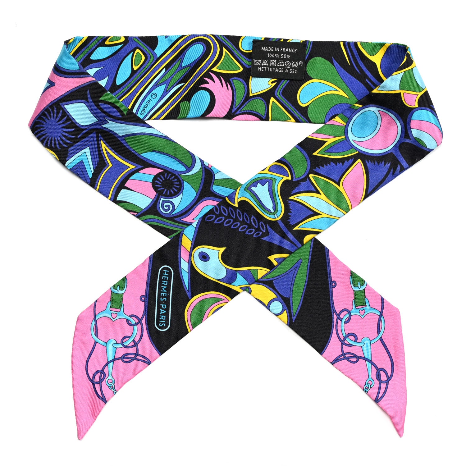 Hermes Silk Folklore Twilly Violet Black Rose Vif 1 of 8