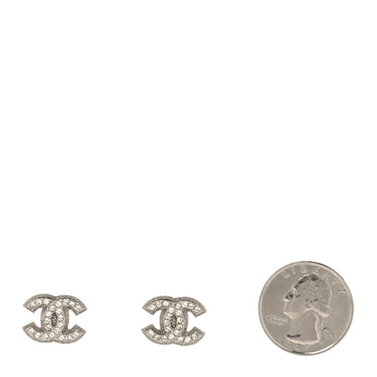 Chanel Crystal Timeless CC Earrings Silver 3 of 8