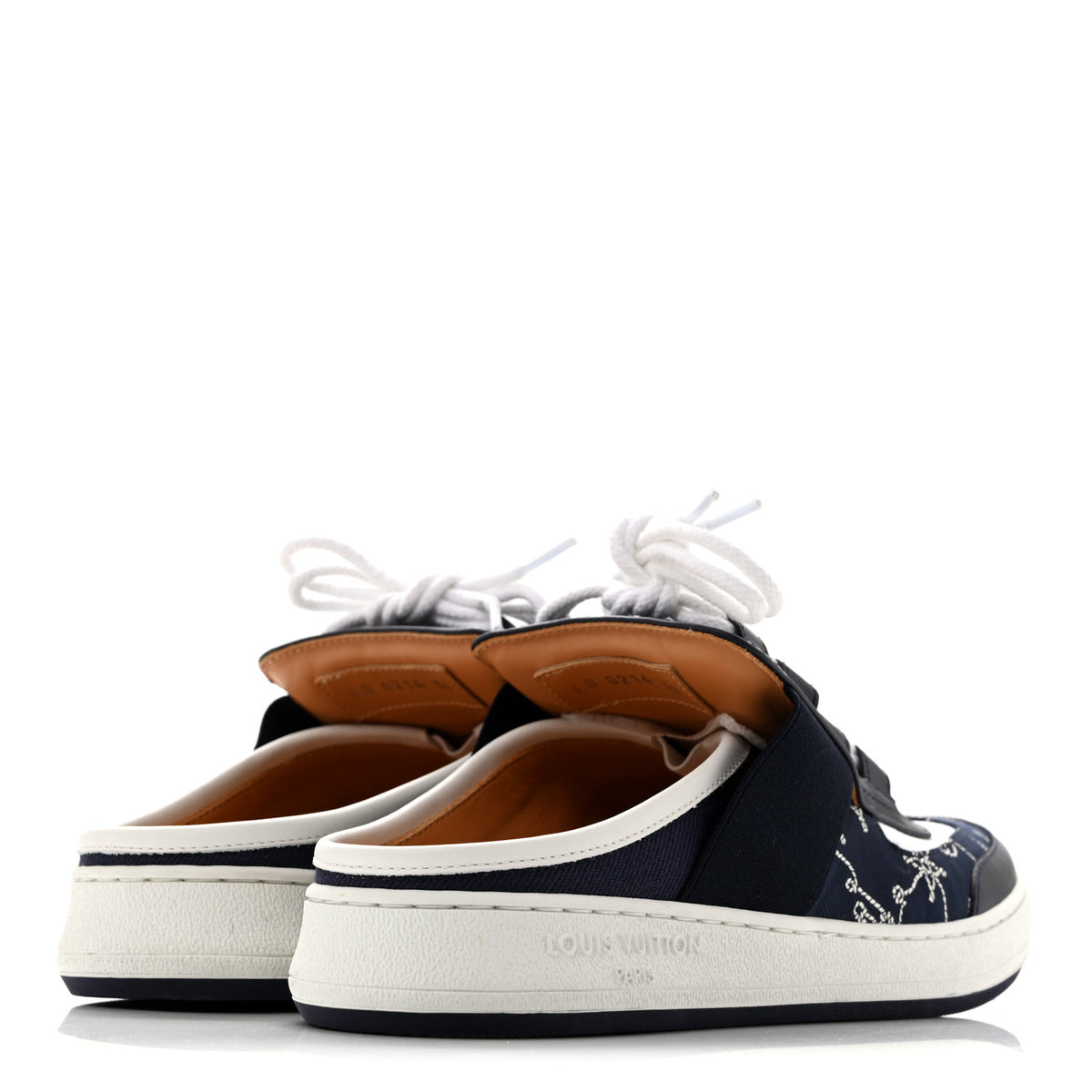 Canvas Monogram Lous Open Back Sneaker 38 Navy Blue