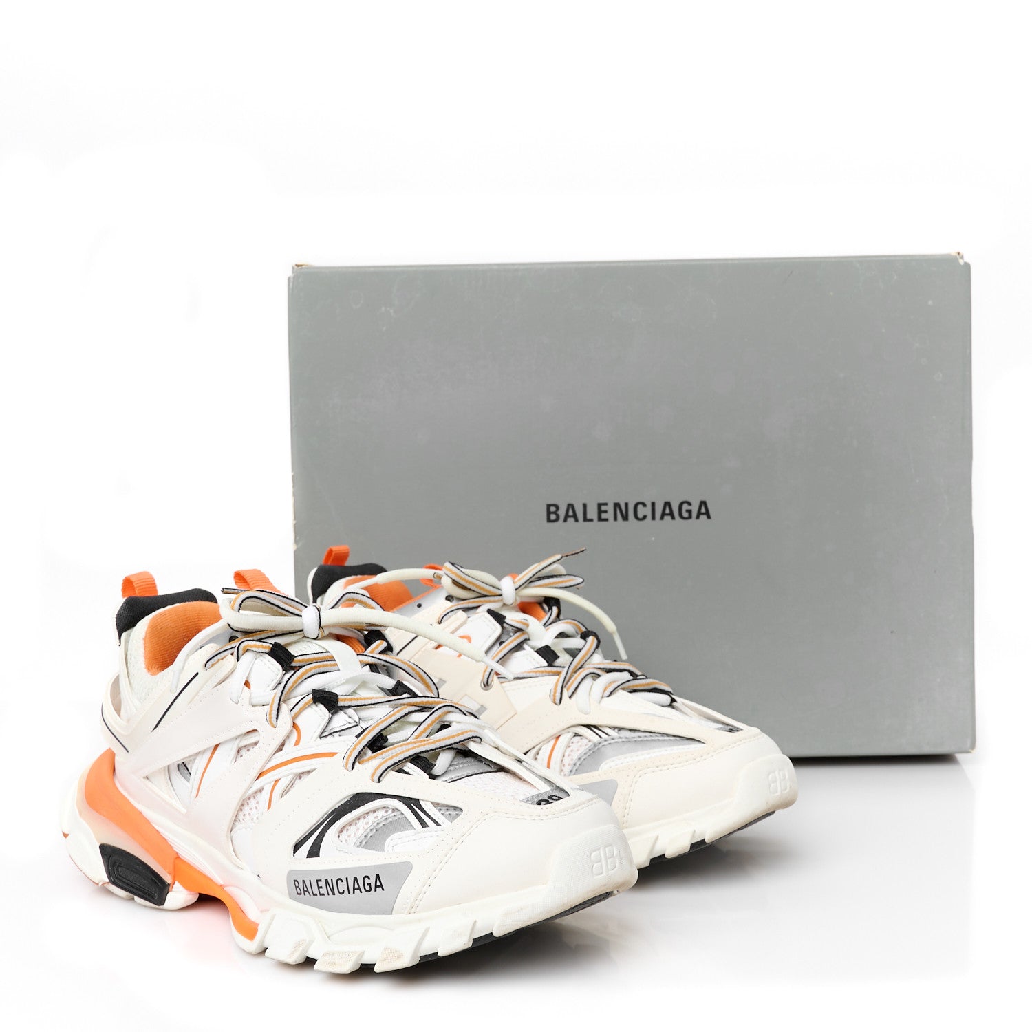 Balenciaga Rubber Mesh Fabric Recycled Sole Womens Track Sneakers 39 White Orange 10 of 10