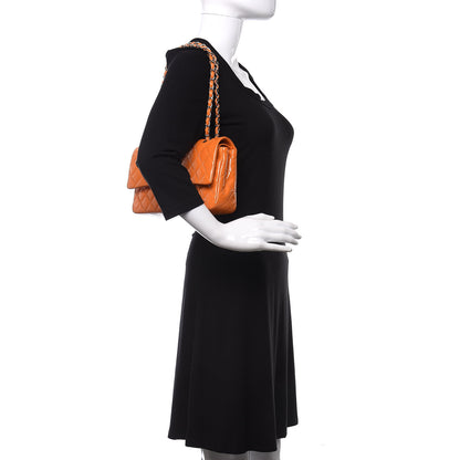 Chanel Patent Quilted Medium Double Flap Orange 2 of 10