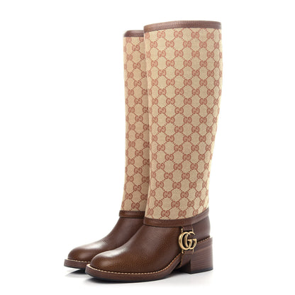 Gucci GG Monogram Calfskin Lola Tall Boots 35.5 Beige Ruggine 3 of 10