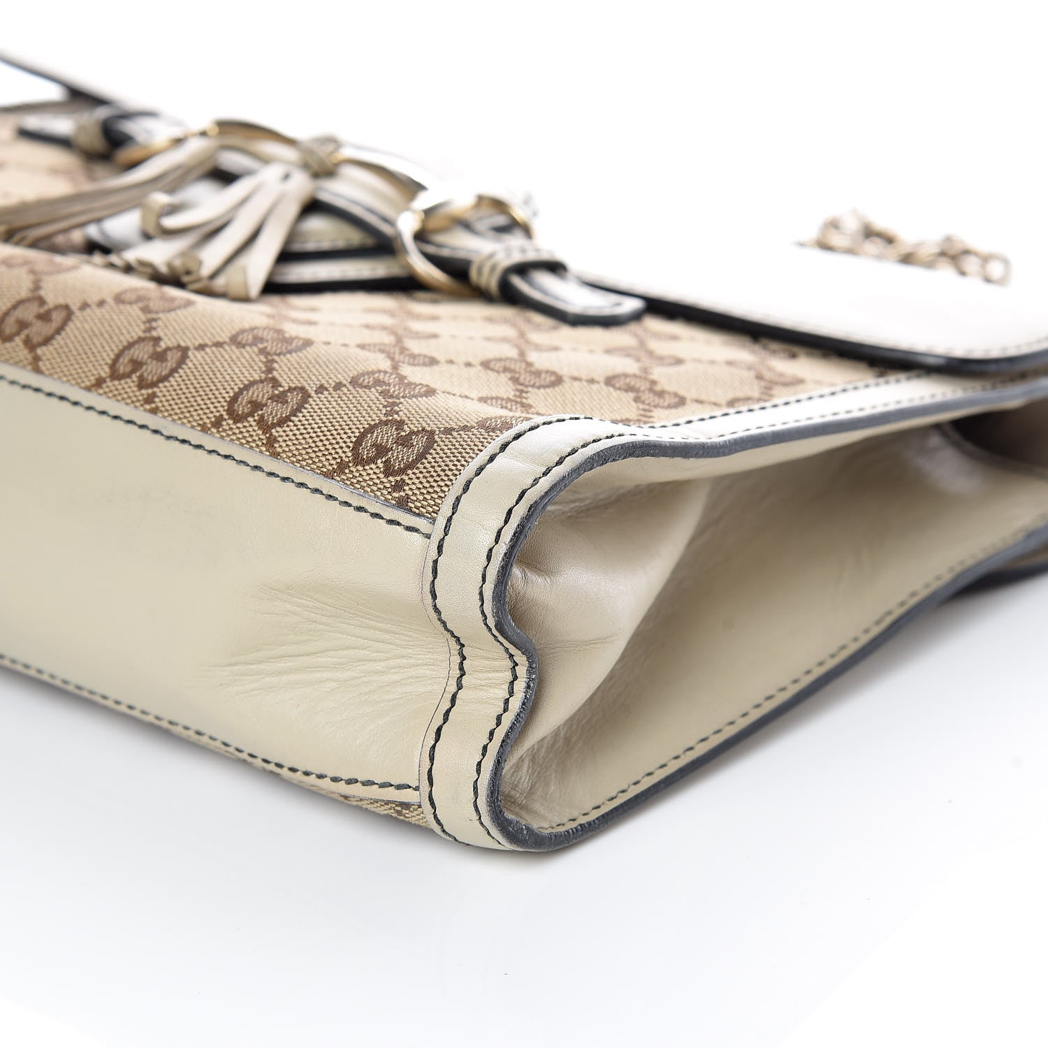 Gucci Monogram Margaux Calfskin Medium Emily Chain Shoulder Bag Beige Ebony Mystic White 6 of 17