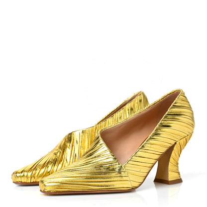 Bottega Veneta Metallic Bark Nappa Almond Pumps 38 Gold 3 of 9