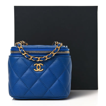 Chanel Lambskin Quilted Pearl Crush Mini Vanity Case With Chain Blue 9 of 9
