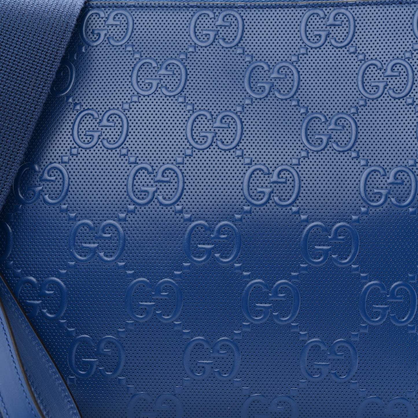 Calfskin GG Tennis Embossed Medium Wristlet Messenger Bag Intense Metal Blue