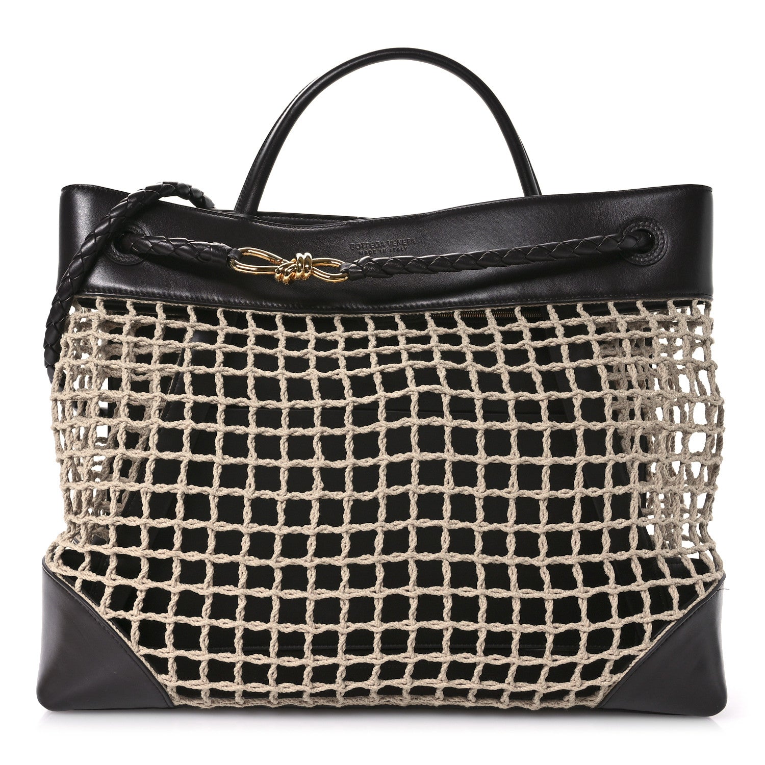 Bottega Veneta Raffia Calfskin Net Large Andiamo Shoulder Bag Fondant 1 of 13