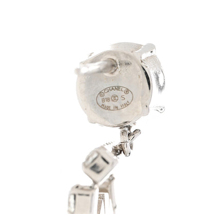 Chanel Crystal Chanel Logo Drop Earrings Silver 5 of 6