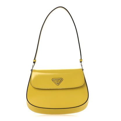 Prada Spazzolato Cleo Flap Shoulder Bag Sole Black 1 of 11