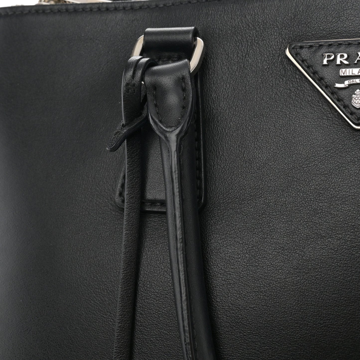 City Calfskin Bi-Color Large Galleria Double Zip Tote Black