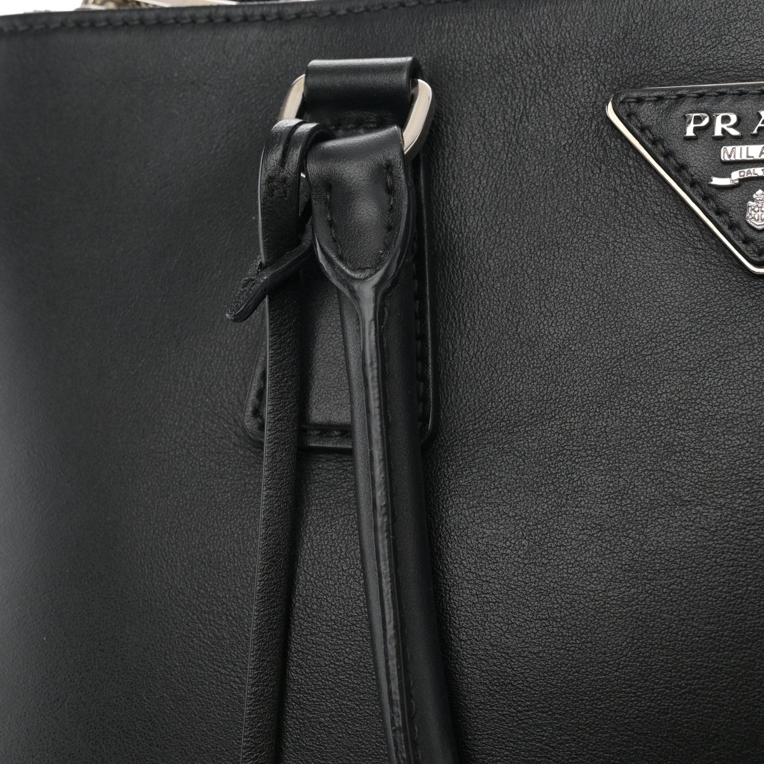 Prada City Calfskin Bi-Color Large Galleria Double Zip Tote Black 13 of 14
