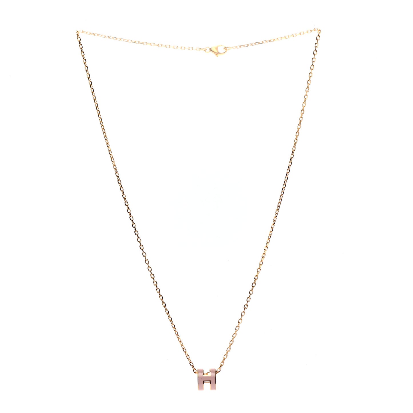 Lacquered Gold Mini Pop H Pendant Necklace Rose Dragee