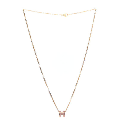 Hermes Lacquered Gold Mini Pop H Pendant Necklace Rose Dragee 3 of 6