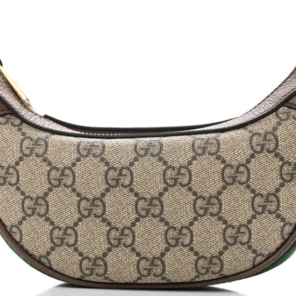 Gucci GG Supreme Monogram Textured Calfskin Web Mini Ophidia Half Moon Hobo Beige Ebony New Acero 8 of 11