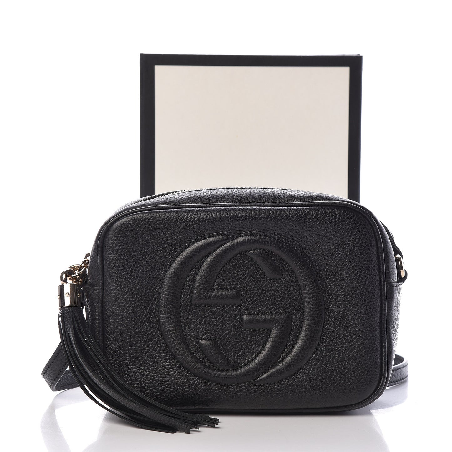 Pebbled Calfskin Small Soho Disco Bag Black
