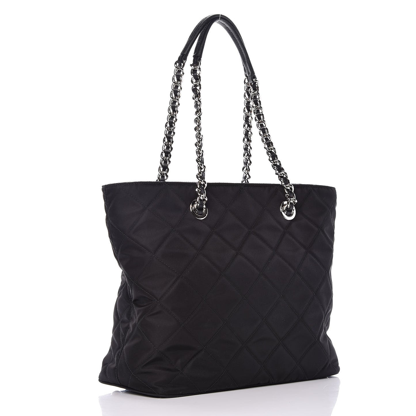 Tessuto Nylon Quilted Shopping Tote Black