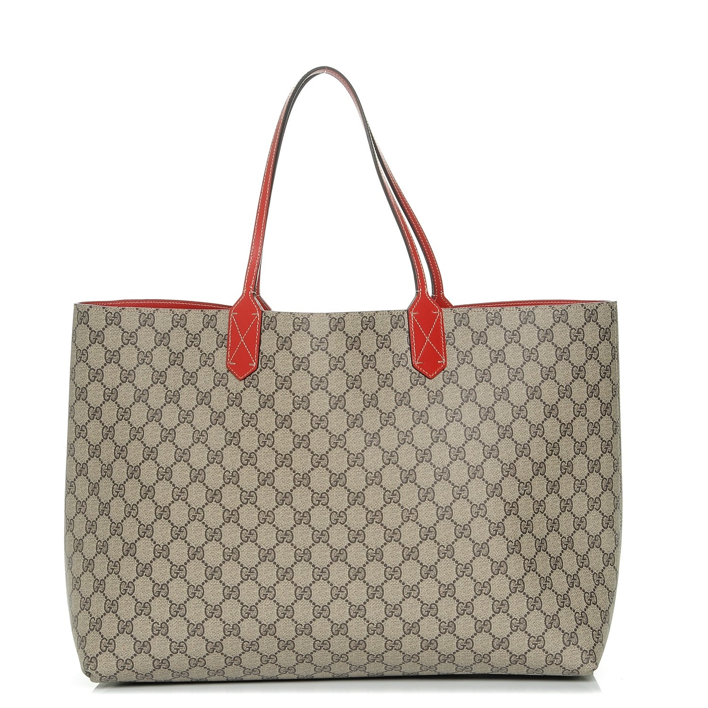 GG Supreme Monogram Large Reversible Tote Beige Red