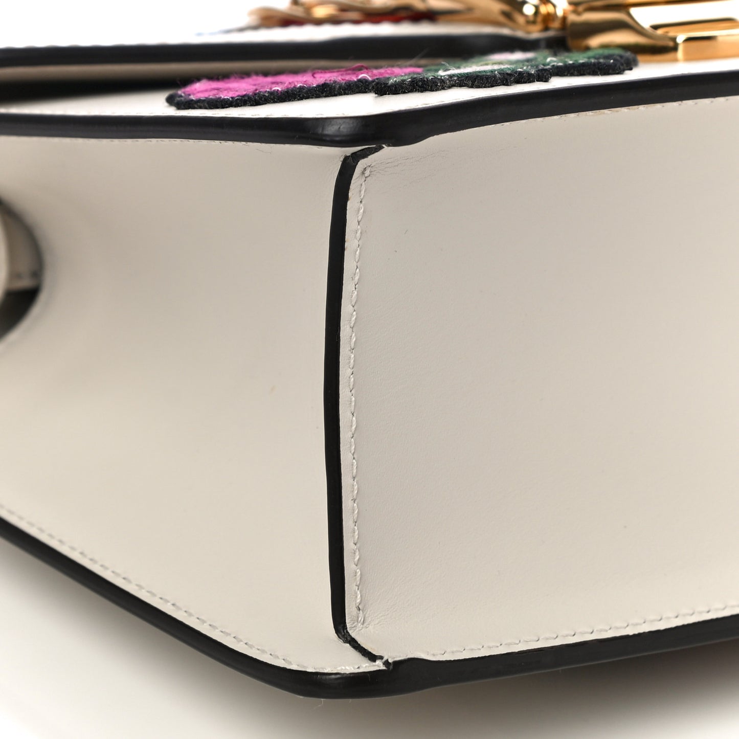 Calfskin Embroidered Mini Sylvie Top Handle Bag White