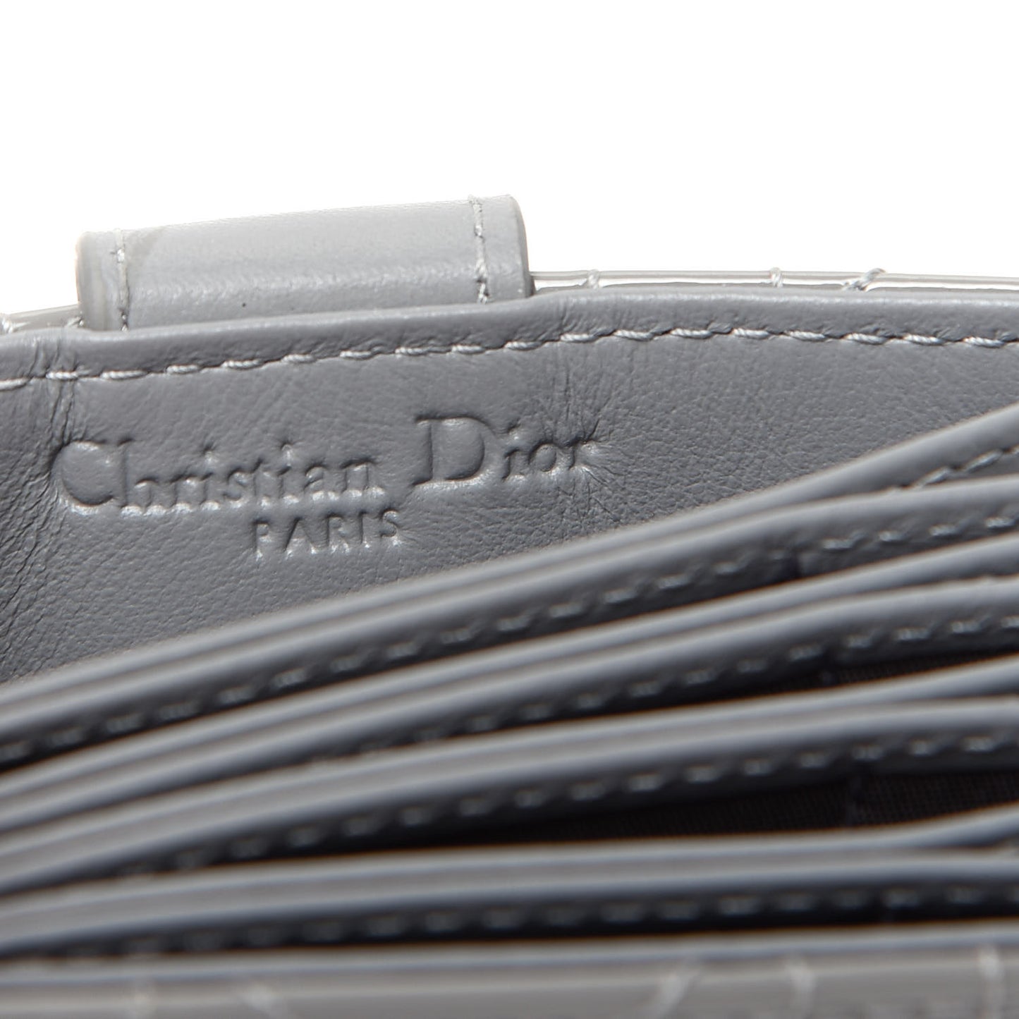 Patent Cannage Lady Dior 5-Gusset Card Holder Grey