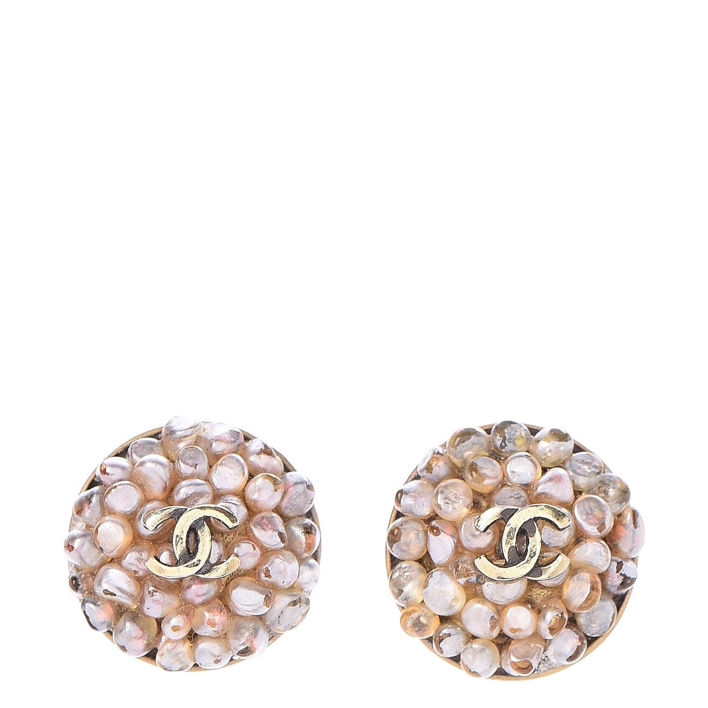 Poured Glass CC Earrings Gold