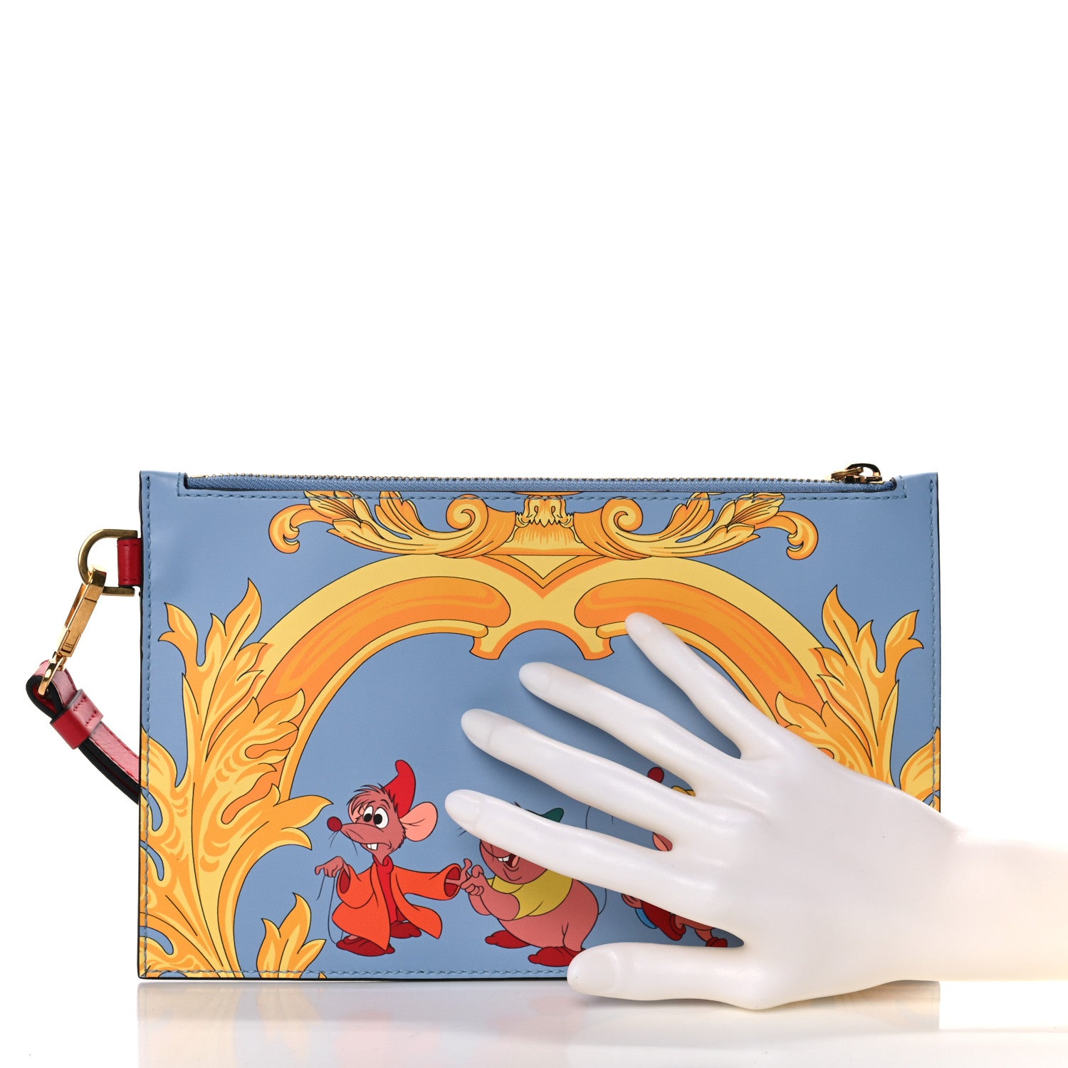 Versace X DISNEY Nappa Cinderella Print Zip Pouch Blue Multicolor 2 of 12