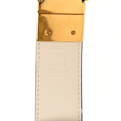 Gucci GG Supreme Monogram Plutone Calfskin Double G Reversible 30mm Belt 90 36 Beige Ebony Mystic White 3 of 8