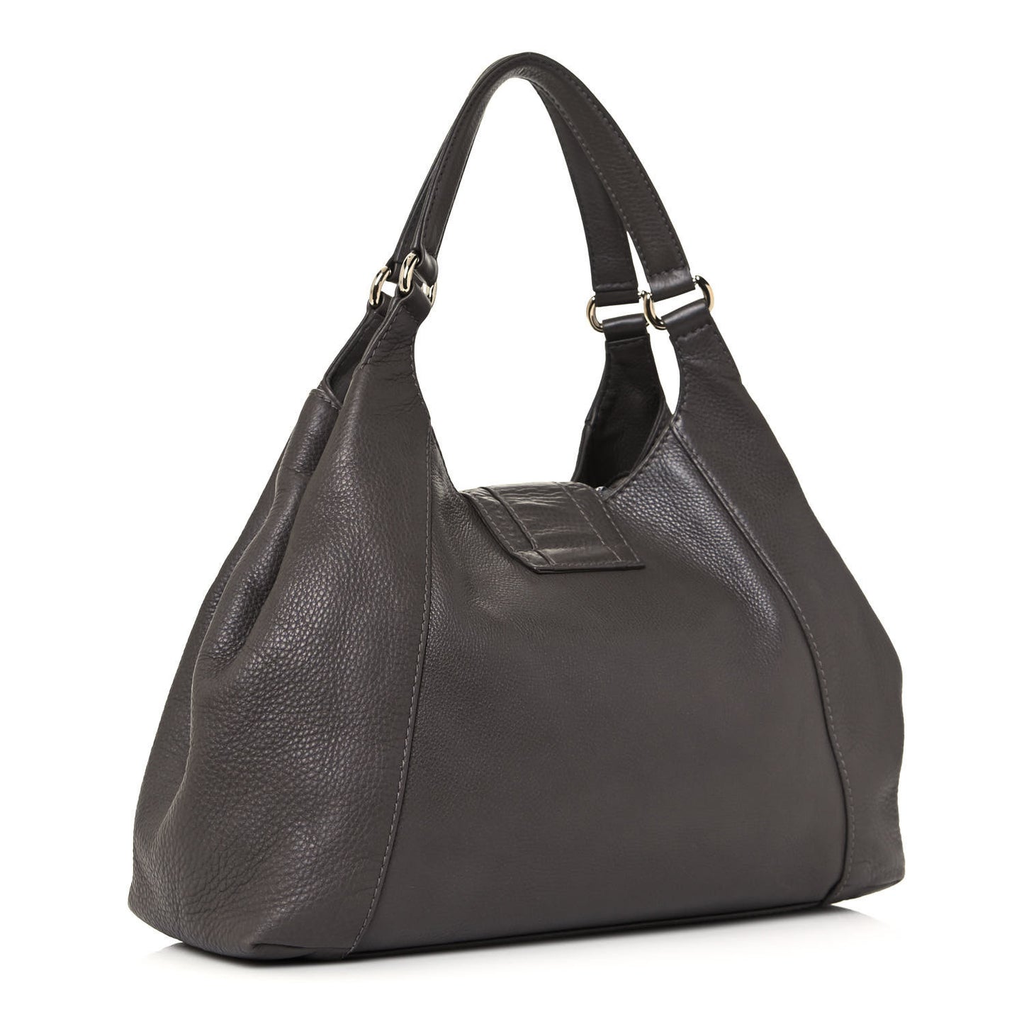 Pebbled Calfskin Medium Greenwich Shoulder Bag Grey