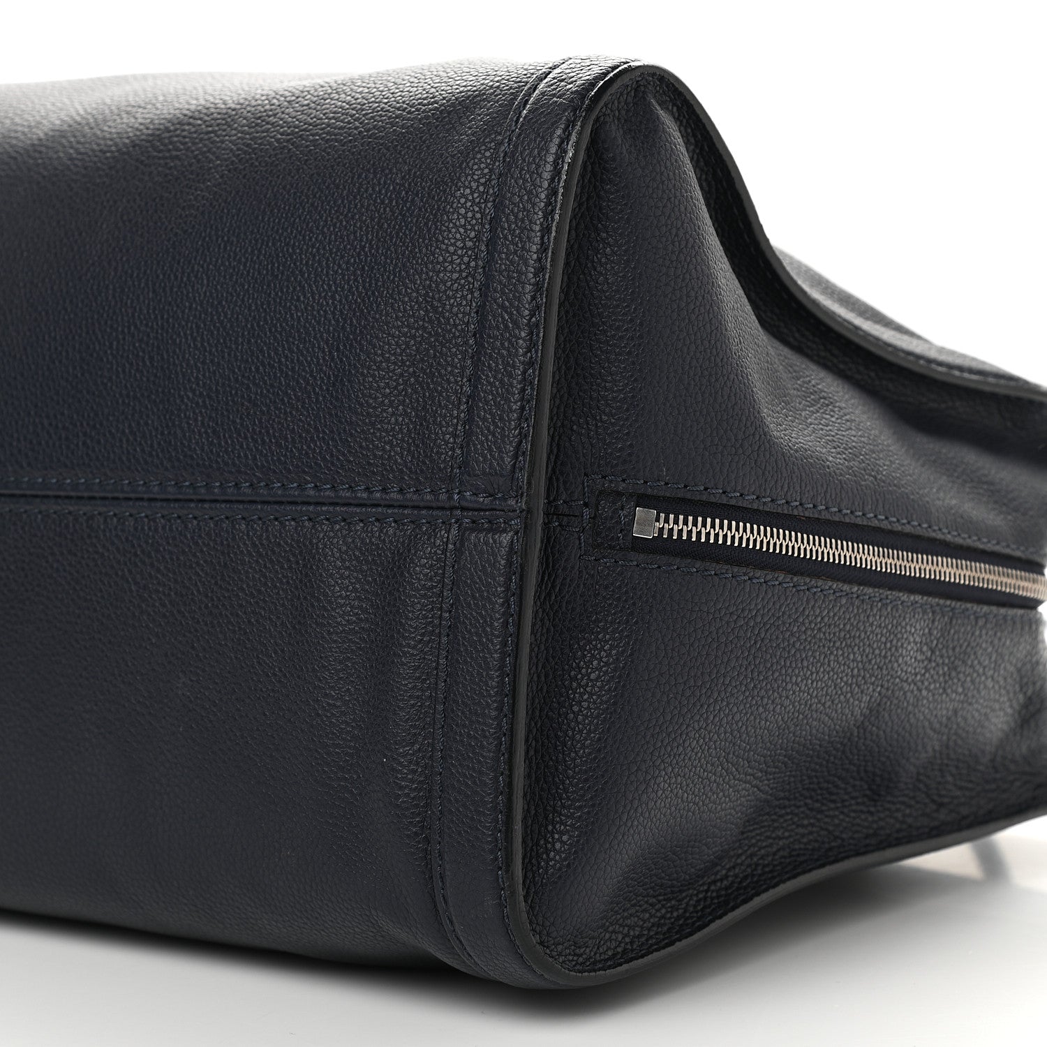 Alexander McQueen Pebbled Calfskin Large Skull Padlock Zip Around Tote Navy 9 of 9
