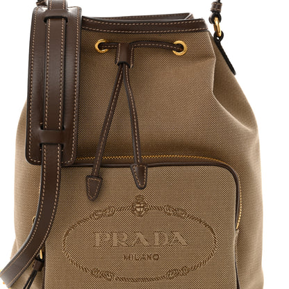 Prada Jacquard Logo Mini Bucket Crossbody Bag Corda Bruciato 8 of 10