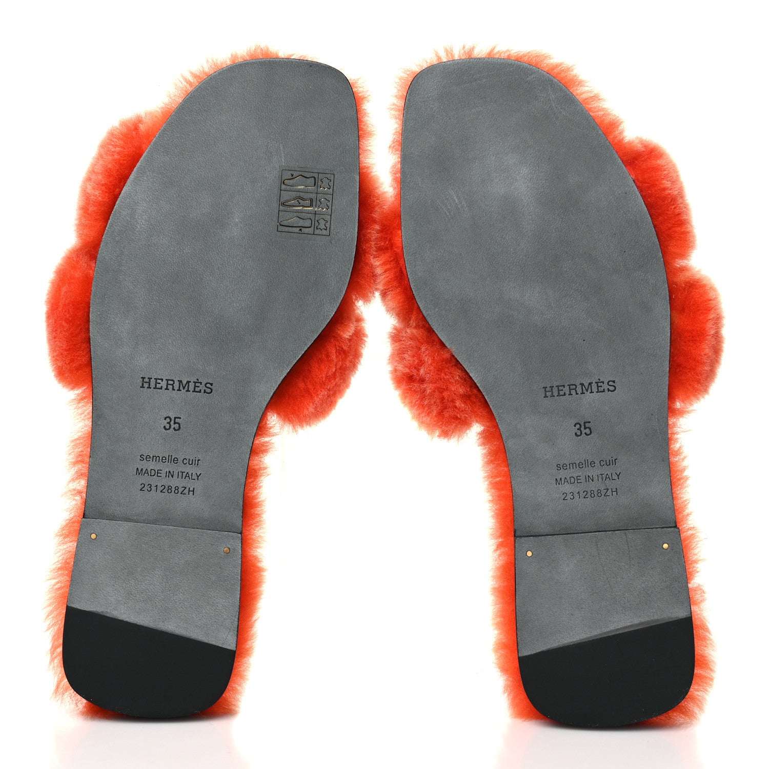 Hermes Woolskin Oran Sandals 35.5 Orange 5 of 8