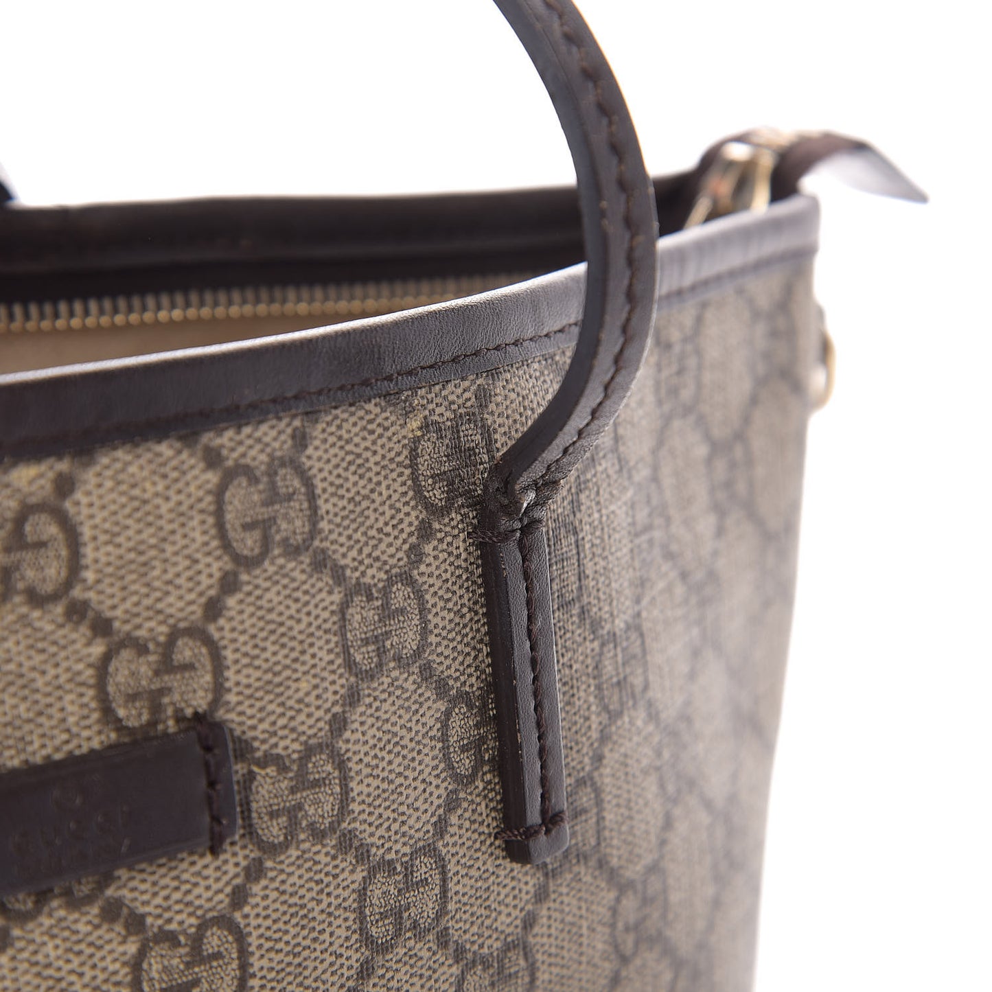 GG Supreme Monogram Medium Zippered Tote Dark Brown