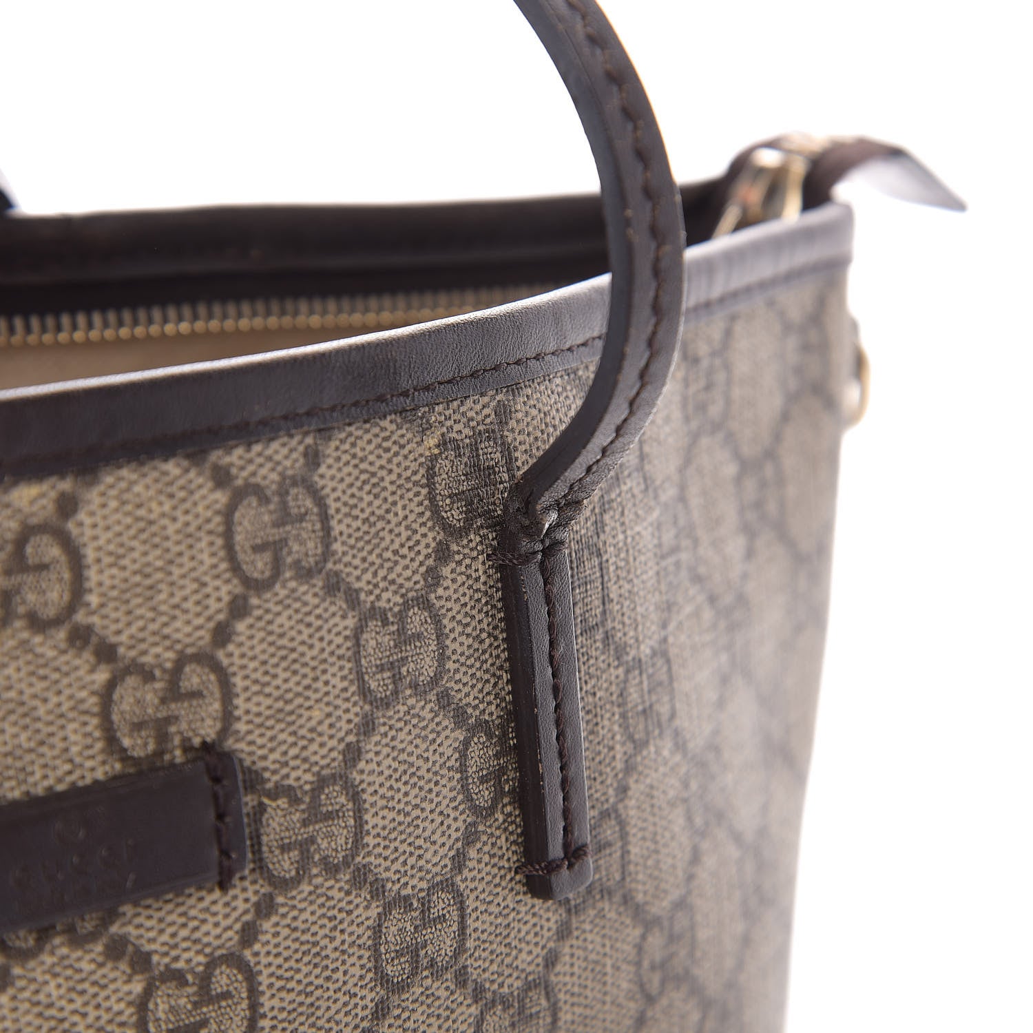 Gucci GG Supreme Monogram Medium Zippered Tote Dark Brown 12 of 27