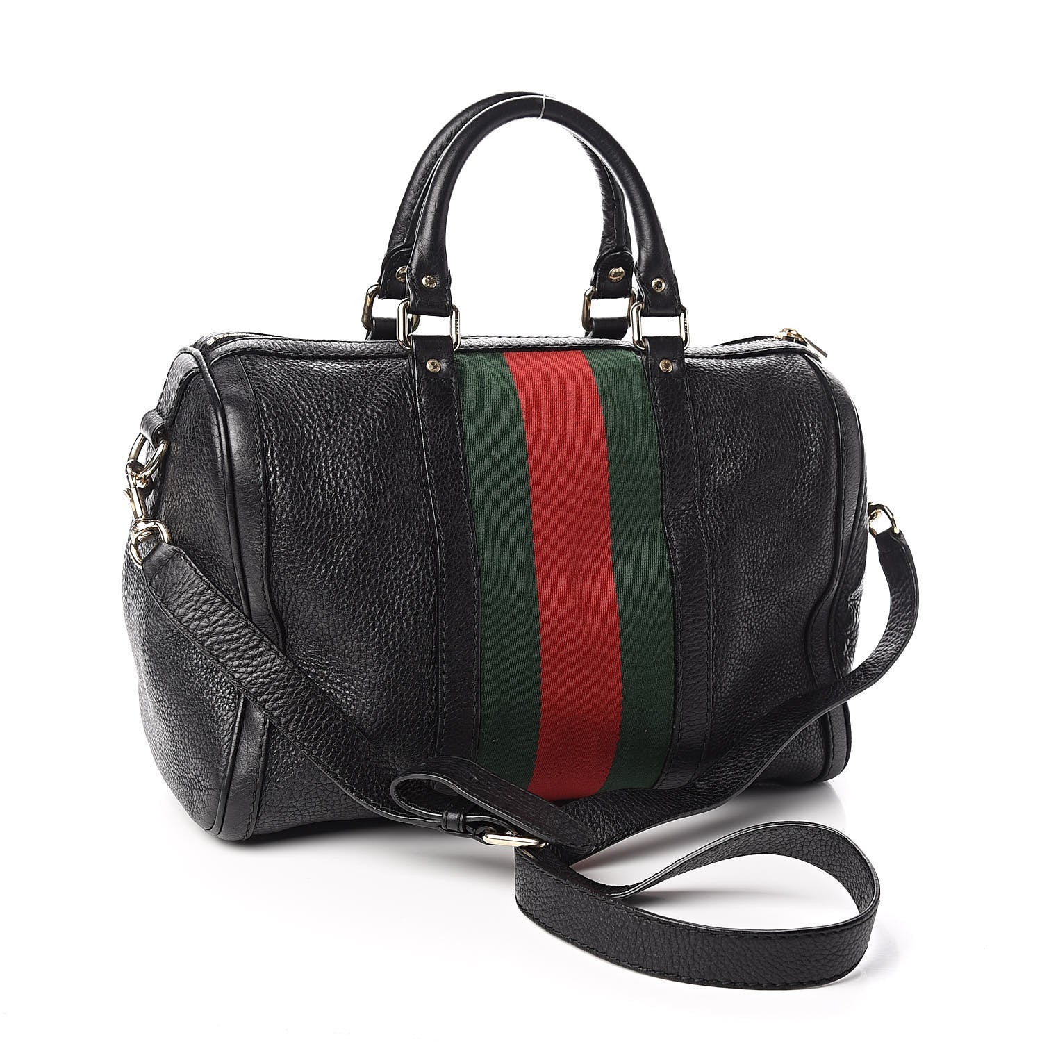 Gucci Calfskin Vintage Web Medium Boston Black 3 of 18