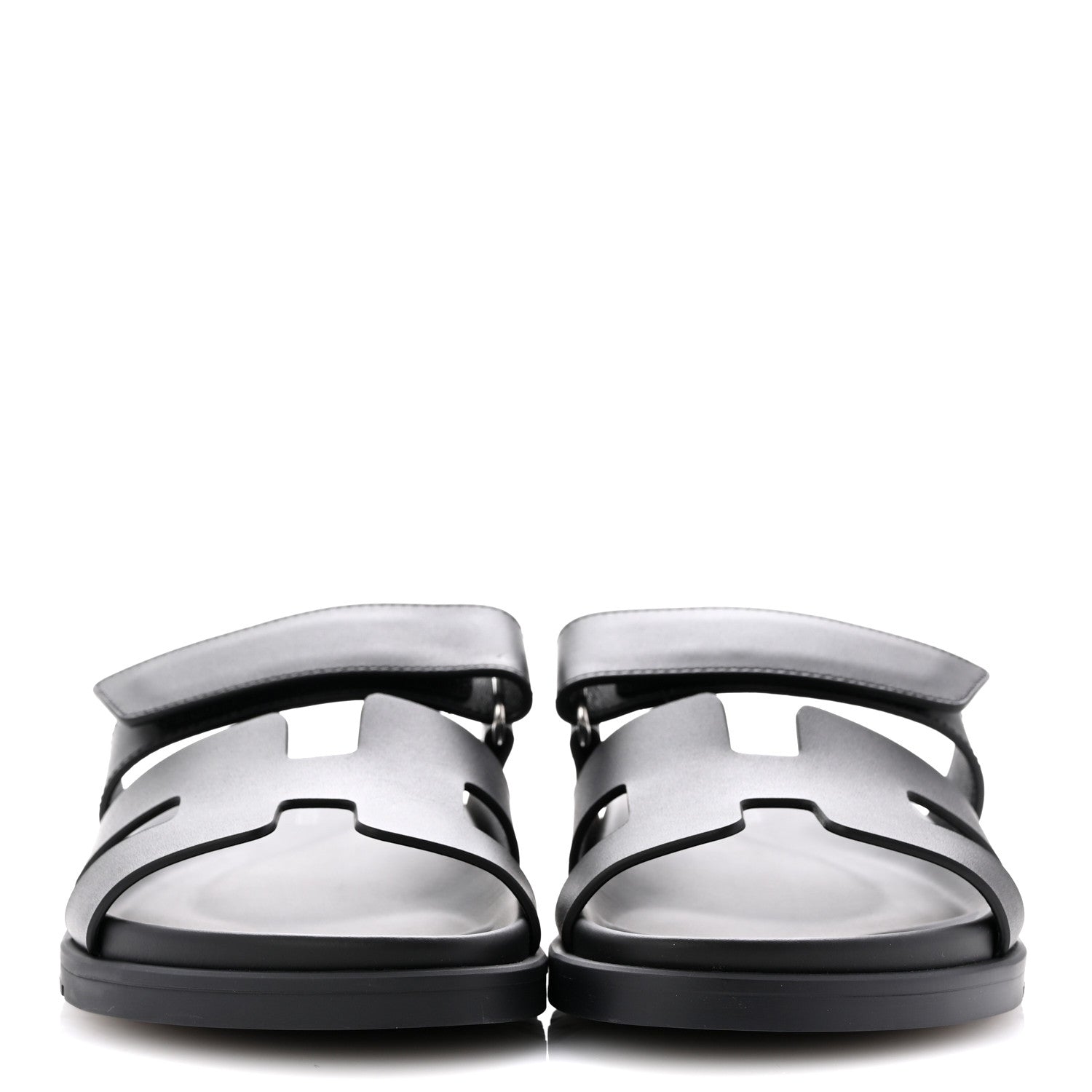 Hermes Calfskin Womens Chypre Sandals 38.5 Black 3 of 10