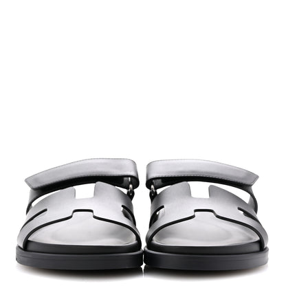 Hermes Calfskin Womens Chypre Sandals 38.5 Black 3 of 10
