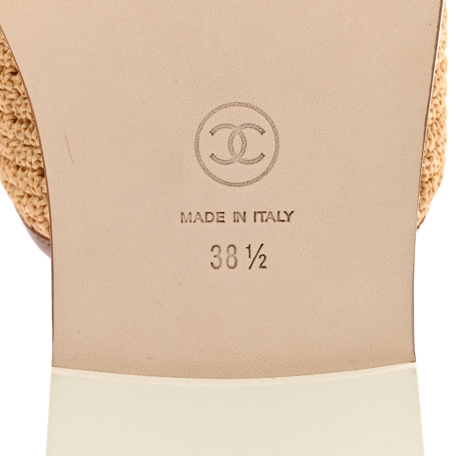 Chanel Raffia Lambskin CC Mules 38.5 Beige Brown 7 of 10