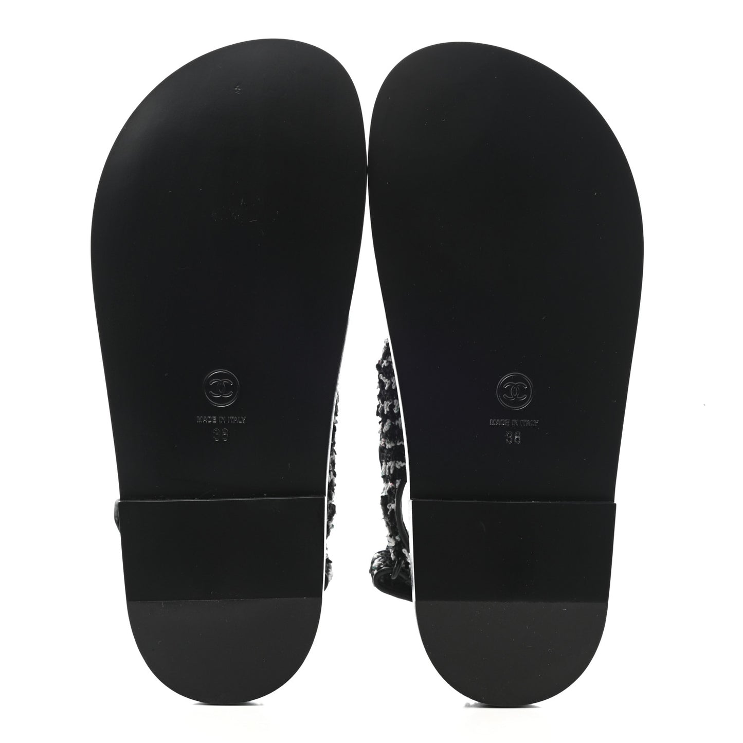 Tweed Lambskin Dad Sandals 38 Black White