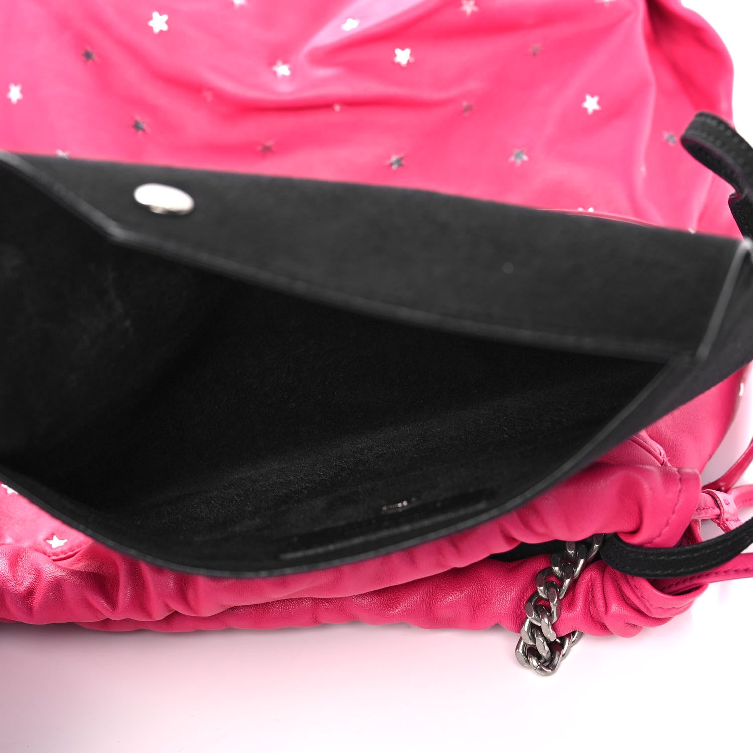 Saint Laurent Lambskin Star Printed Teddy Drawstring Bag Fuchsia 7 of 16