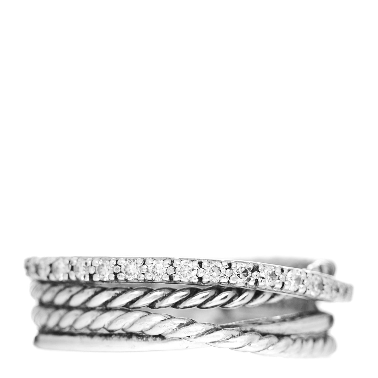 Sterling Silver Diamond 7mm Crossover Ring 56 7.75