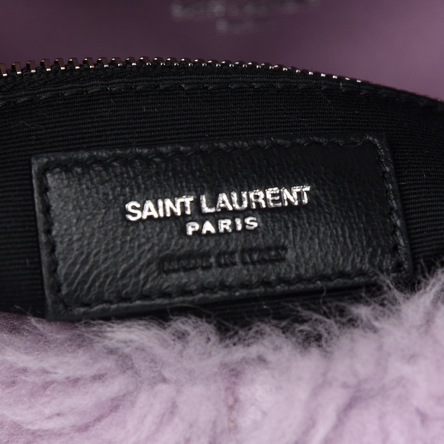 Saint Laurent Merino Shearling Lambskin Quilted Small Loulou Puffer Monogram Chain Satchel Lila 6 of 9